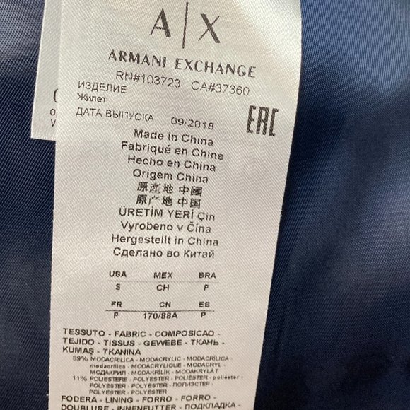 A/X Armani Exchange Dark Blue Faux Fur Women Vest Size S NWT - Picture 6 of 9